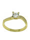 Mertzios.gr Single Stone Ring From 14K Gold With Synthetic Diamond