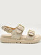 Δερμάτινα Γυναικεία Σανδάλια Flatforms Μπεζ
