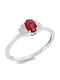 Diamond Group Single Stone Ring In 18K White Gold With Diamond