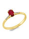 Diamond Group Single Stone Ring From 18K Gold With Diamond