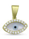 CHrysolithos Charm Auge aus Gold 14K mit Zirkon KР3111