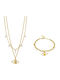 Loisir Jewelry Set with Necklace & Bracelet in White Gold with Stones and Pearls