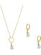 Loisir Jewelry Set with Necklace & Earrings from Gold Plated Steel with Pearls