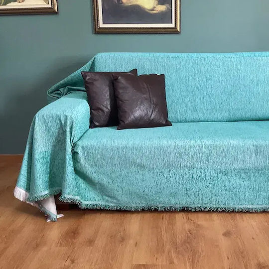Ριχτάρι Πολυθρόνας Δύο 'Οψεων Chenille x170εκ. Τιρκουάζ