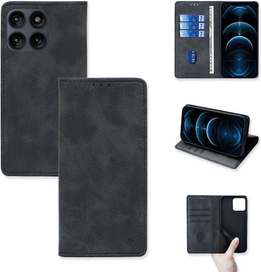 Vintage Magnet Wallet Mobile Phone Case Sonique Motorola Edge 70 Fusion 5g Black
