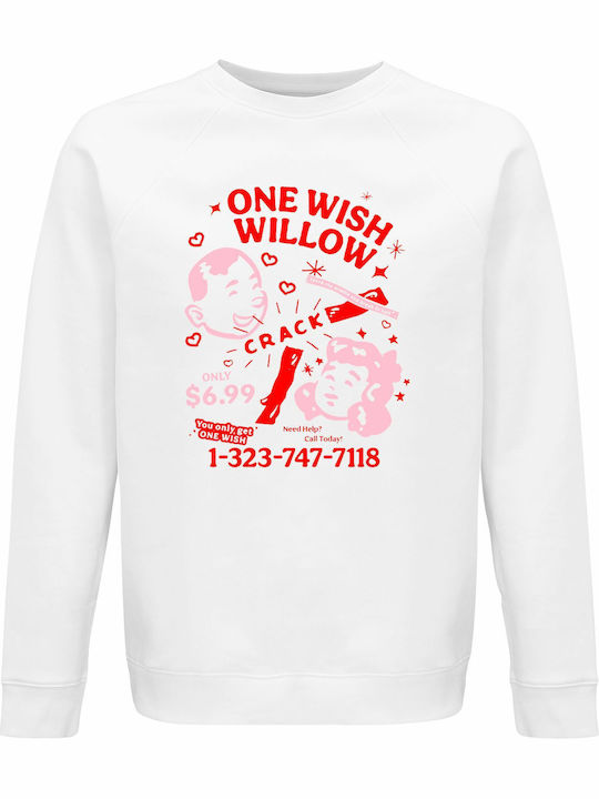 Unisex Bio-Baumwolle Sweatshirt One Wish Willow Crack Obsession Design Weiß