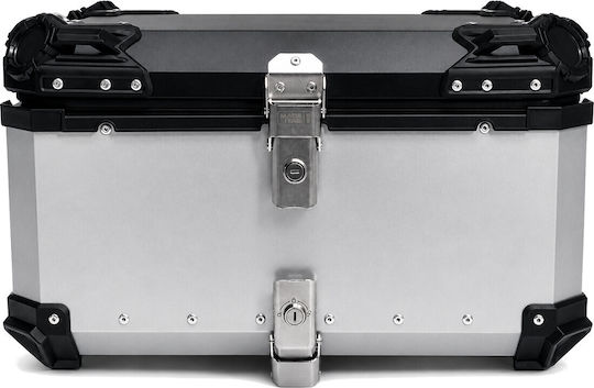 Black One Rebel Motorrad-Topcase Aluminium 65lt Silber