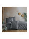 Clasy Home Set Huse Pentru Pilote 100% Bumbac 200x220cm Dublă Cu 2 Fețe De Pernă & 1 Cearșaf Gri