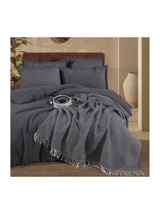 Clasy Home Set Huse Pentru Pilote 100% Bumbac 200x220cm Dublu Cu 2 Fețe De Pernă & 1 Cearșaf Gri