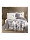 Clasy Home Set Huse Pentru Pilote 100% Bumbac 200x220cm Dublu Cu 2 Fețe De Pernă & 1 Cearșaf Gri