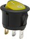 Set 5 Round Rocker Switches Yellow Led On-off 6a 250v Ac Panel Mount