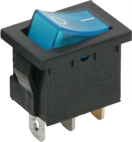 Set 5 Blau Led Rocker Ein-Aus-Schalter 250V 6A Panel Schalter 3 Pins 5 Stück