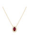 Halskette Rosette aus Gold 9K mit Zirkon Rote