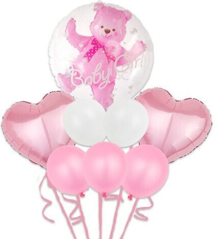 Set 8 Baloane Aniversare Folie Roz Jumbo 60 cm