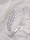 Women's Gold Plated Handcuff Bracelet with Zircon