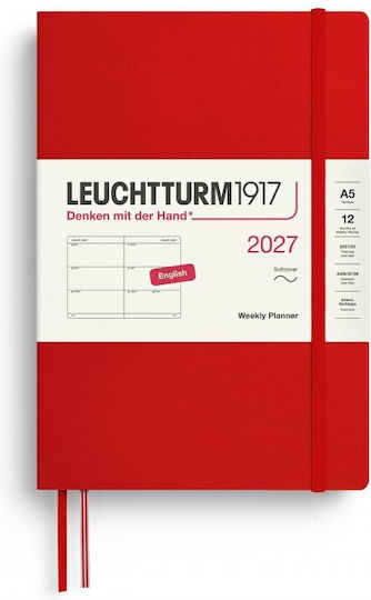 12m Weekly Planner 2027 A5 Softcover Cherry Leuchtturm 1917 4070292002811