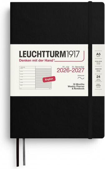18m Weekly Planner Notebook 2026-2027 A5 Hardcover Black Leuchtturm 1917 4070292003313