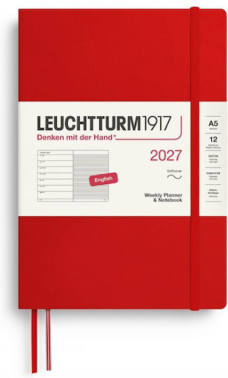 12m Weekly Planner Notebook 2027 A5 Softcover Cherry Leuchtturm 1917 4070292002217
