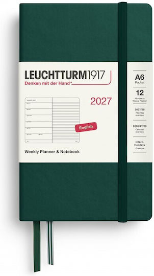 12m Weekly Planner Notebook 2027 A6 Hardcover Forest Green Leuchtturm 1917 4070292002156