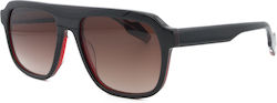 Woodys Barcelona Men's Sunglasses with Black Horn-Rimmed Frame and Mirror Lens