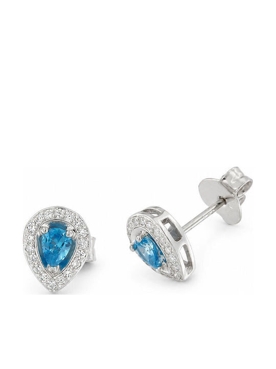 Ios Stud Earrings Made of Silver with Light Blue Stones Earrings