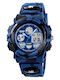 Skmei Analog/Digital Men's Watch 44mm Battery Chronograph with Blue Rubber Strap