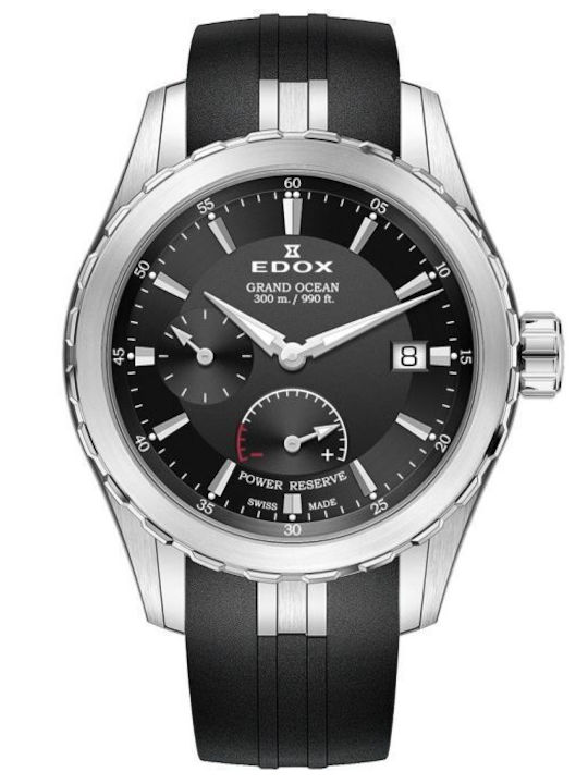 Edox Grand Ocean Men's Watch Automatic with Black Rubber Strap