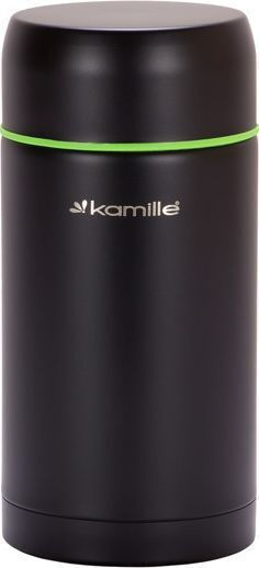 Kamille Thermos Bottle Stainless Steel Plastic 1lt Black