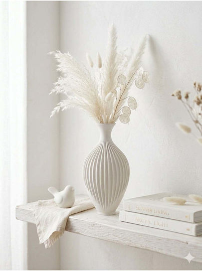 SteweHome Dekorative Vase Kunststoff Weiß Y19cm