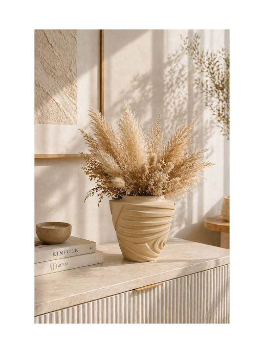 SteweHome Διακοσμητικό Βάζο Κεραμικό Μπεζ Y22cm