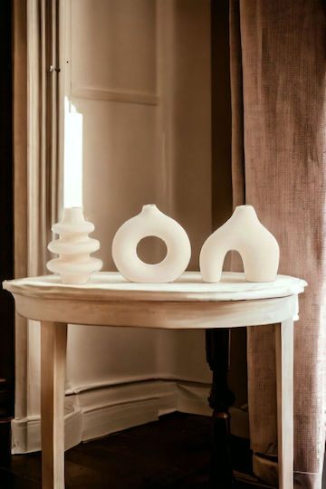 SteweHome Set Decorative Vases Concrete White 3pcs