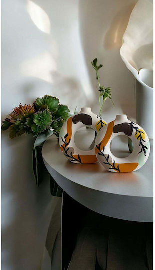 SteweHome Set Vaze Decorative Ceramice Bej 2 Bucăți