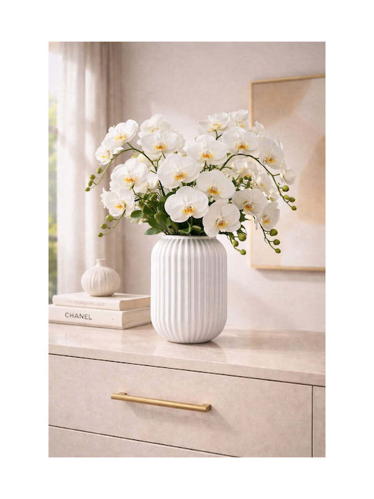 SteweHome Decorative White Glass Vase Y20cm