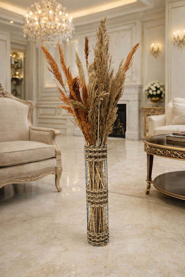 SteweHome Decorative Brown Wicker Vase H50cm