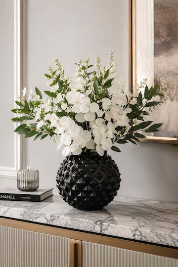 SteweHome Decorative Black Glass Vase H12cm