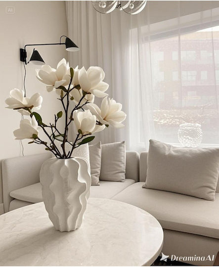 SteweHome Decorative Vase Ceramic White Y30cm