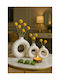 SteweHome Set of White Concrete Decorative Vases 3 Pieces