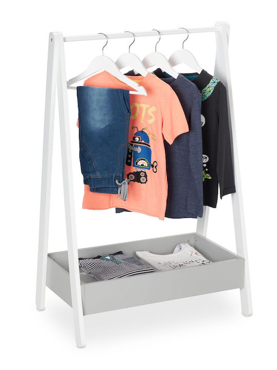 Relaxdays Wooden White Garment Rack 99x63.5cm