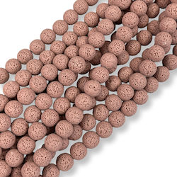 Lava Beads 12mm Round Rotten Apple Pink 40cm – Hole 2mm – 38 Beads