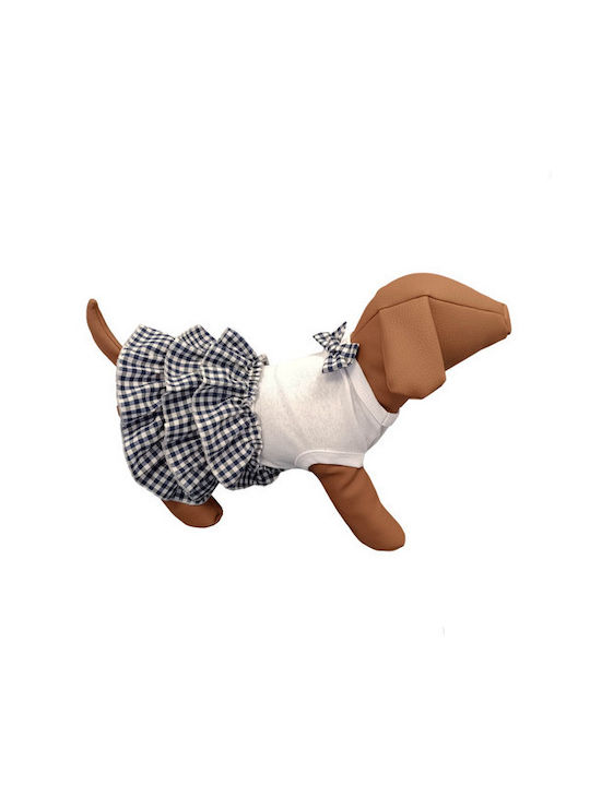 Φόρεμα Σκύλου Woofmoda Λευκό Μπλε Καρό Xl 44-48-42 Cm