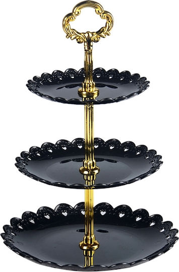 Cake Land Plastic 3 Tiered Appetizer Stand Black