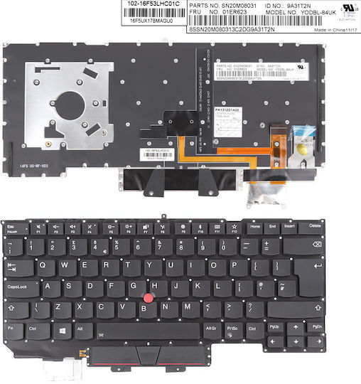 Клавиатура Lenovo Ibm Thinkpad X1 Carbon 2017 Gen 5 5th Gen Черна Със Задно Осветяване Uk