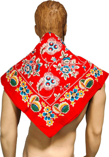 Thracian Kalemkeri Red Headscarf of the Anastenarides Cotton 73x73cm Mark214 Red