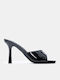 Mules In Patent Leather With High Heel In Black Colour