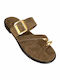 Leather Women's Flat Sandals Rose Gold