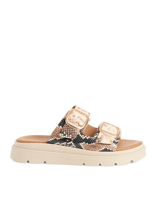 Damen Flache Sandalen Beige