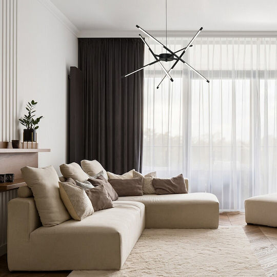 Rabalux Adjustable Black LED Pendant Ceiling Light with Warm White Light 66x66cm