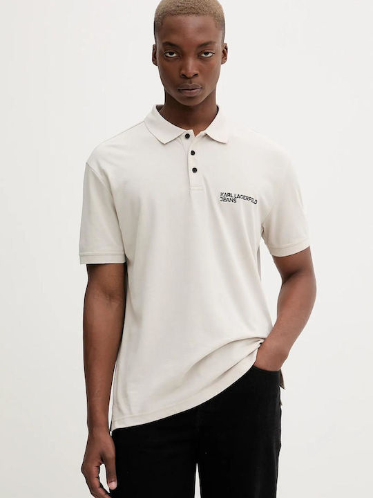 Karl Lagerfeld Polo Bluză Cu Mânecă Scurtă Bej