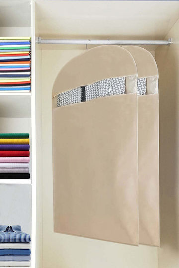 SteweHome Clothing Storage Case for Suit / Coat / Shirt / Dresses in Beige Colour 60x100cm 2pcs