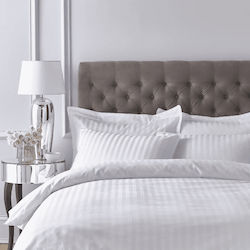 Olia Home Παπλωματοθήκη Ξενοδοχείου Βαμβακοσατέν Ριγέ 220x240εκ.